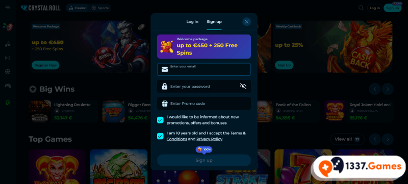CrystalRoll-register evolution gaming